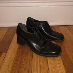 Black Leather Square Toe Boots